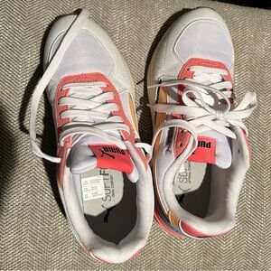 Puma White and Coral Sneakers